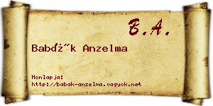 Babák Anzelma névjegykártya